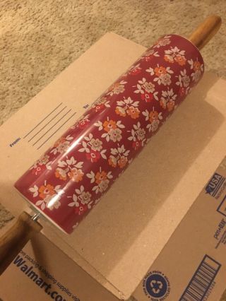 The Pioneer Woman Autumn Harvest Fall Flowers Ceramic Rolling Pin Burgundy Rare