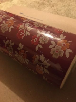The Pioneer Woman Autumn Harvest Fall Flowers Ceramic Rolling Pin Burgundy RARE 3