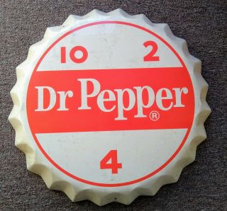 Rare " Vintage " Dr Pepper Large Metal Bottle Cap Sign.