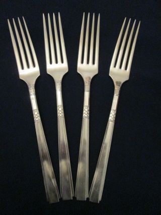 Set 4 Dinner Forks Vintage 1881 Rogers Oneida Silverplate: Capri Pattern Lovely