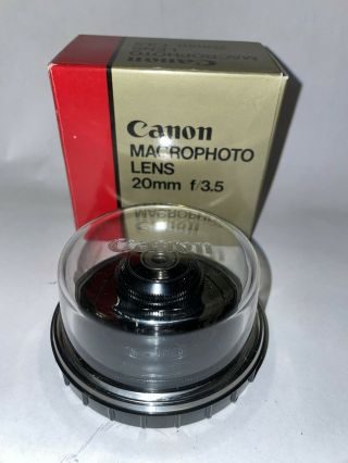 Rare Canon Macro Photo Lens 20mm F/3.  5 F 3.  5 W/fd Adapter