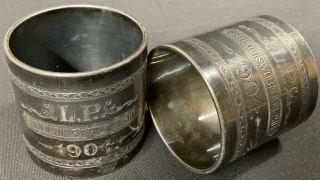 Antique Pair 1904 St.  Louis Worlds Fair Napkin Ring Souvenir Engraved Missouri