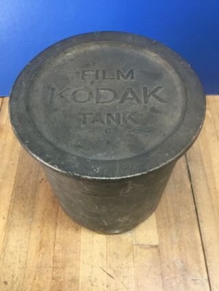 Antique 1907 Kodak Film Tank,  Locking Lid 6”h Advertising Tin