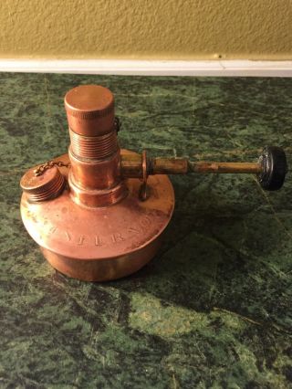 Antique Sternau & Co Copper Oil Lamp Base Burner Sternau Sterno Pat 1903