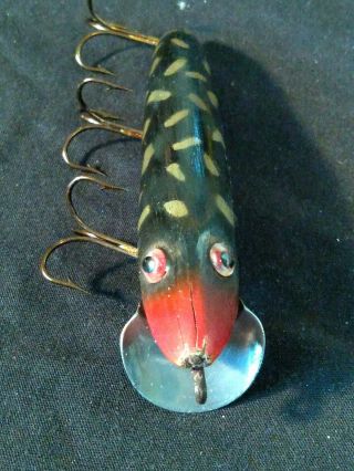 Vintage Heddon Wood Glass Eyes Fishing Lure Type Awesome Color