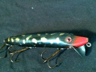 VINTAGE HEDDON WOOD GLASS EYES FISHING LURE TYPE AWESOME COLOR 2