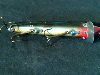 VINTAGE HEDDON WOOD GLASS EYES FISHING LURE TYPE AWESOME COLOR 3