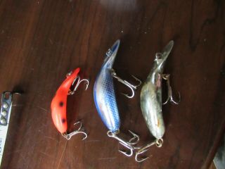 (3) VINTAGE HEDDON TINY TAD & TADPOLLY FISHING LURES 3