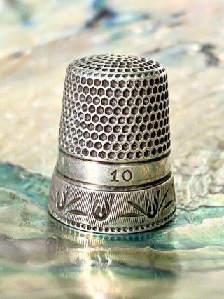 Antique Sterling Silver Chaised Thimble Waite Thresher & Co Design