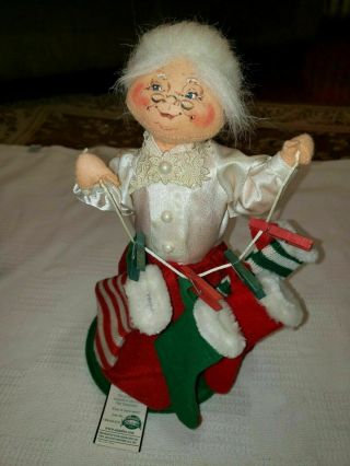 2003 Annalee Christmas Doll Mrs.  Santa Clause 13” Hanging Stocking Care - W/tags