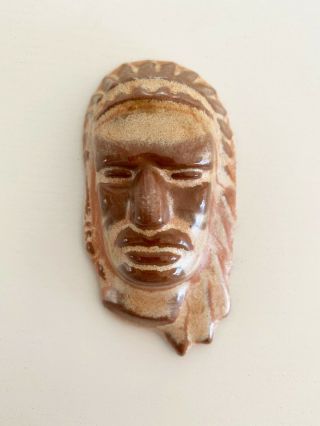 Frankoma Indian Head Ada Clay Pottery Rare Vintage Dessert Gold Glaze