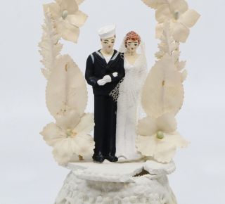 Vintage 1950 ' s Wedding Cake Topper,  Bride and Groom,  Sailor 2