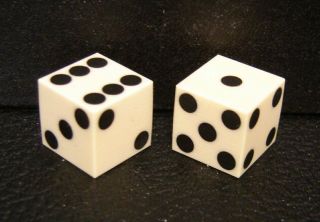 Pair Rare Vintage Loaded 11/16 " Casino Dice 6 - 1 Flats - Collectors See Pictures