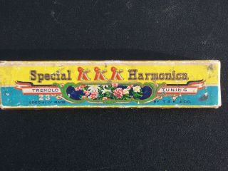Vintage Special Kkk Harmonica Key Of C Double Holes With Case Japan Ultra Rare