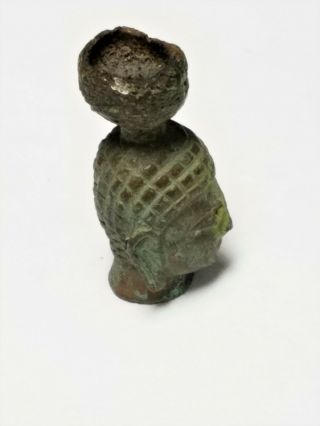Vintage Small Brass Bronze Buddha Head Figurine Cone Incense Burner 2