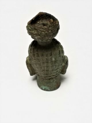 Vintage Small Brass Bronze Buddha Head Figurine Cone Incense Burner 3