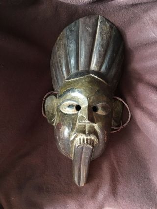 Large Rare Hand Carved Wooden Kali Mask From Nepal 8.  25 " X 16.  75 "