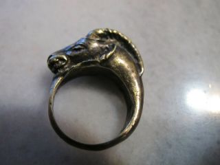 Antique Rare Victorian Bronze Goats Head Satanic \ Devil Ring