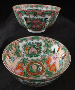 Antique Chinese Rose Medallion 4 5/8” Bowls.