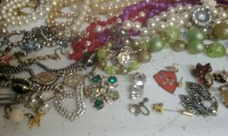 Antique vintage jewelry craft repair parts rhinestones beads chains 3