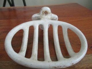 Antique Cast Iron Wall Mount Soap Holder Dish Basket Enamel