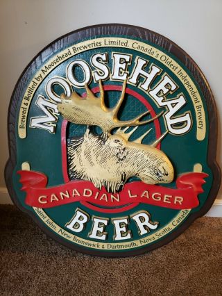 (vtg) Moosehead Beer 3 - D Big Back Bar Sign Cabin Man Cave Rare 29 " X 27 "