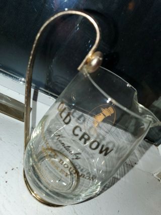 Vintage Rare Old Crow Kentucky Bourbon Whiskey Glass Mug With Gold Trimmed.