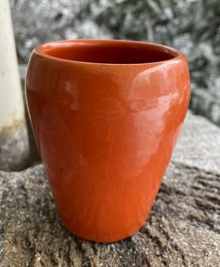 Rare Ca.  1930s San Jose Mission Arts & Crafts Bauer Pottery Form Vase Orange