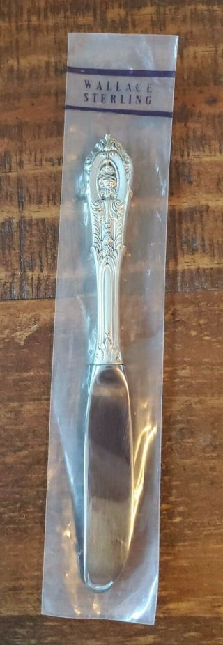Wallace Sterling Silver Handle Rose Point Butter Spreader 6 1/8 " Bag