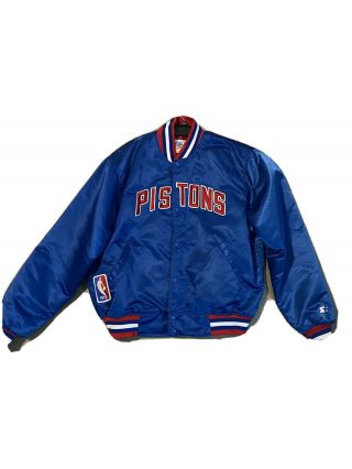 Rare Vintage Detroit Pistons Starter Nba Basketball Satin Jacket Men 