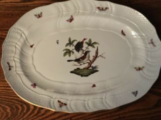 Herend Rothschild Bird Pattern 16 " Inch Oval Serving Platter.  Rare Piece