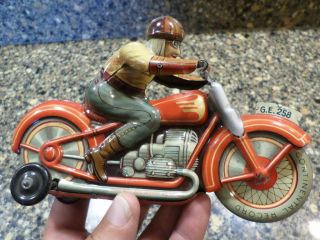 Technofix Toy Motorcycle Tin Wind - Up Germany 1940s Rare
