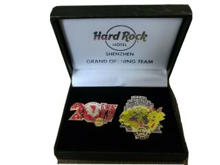 Rare Hard Rock Hotel Shenzhen 2017 Grand Opening Team Staff Pin Set