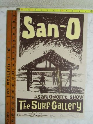 Vtg San Onofre Surf Gallery Show Event Poster San - O Clemente Signed Kevin Short