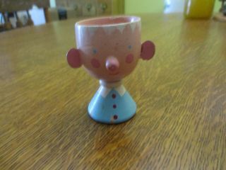 Rare Vintage Wood Egg Cup Mid - 20th C Man