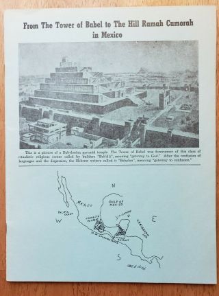 Rare Mormon/lds Booklet Tower Of Babel Hill Ramah Cumorah Mexico
