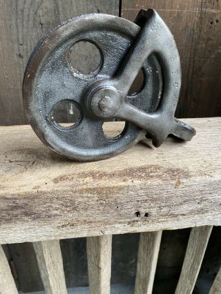 Antique Industrial Farmhouse Well Wheel Pulley 6” Cast Iron Primitive Rustic