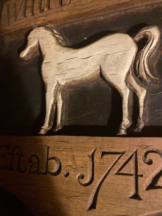 White Horse Scotch Whiskey 3 - D Advertising Tavern Restaraunt Wooden Sign Rare 3