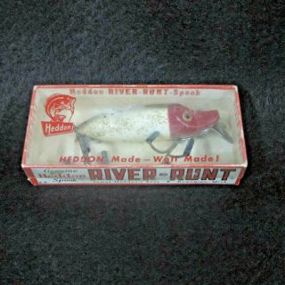 Heddon River Runt Spook Floater Fishing Lure W/ Box Red & White