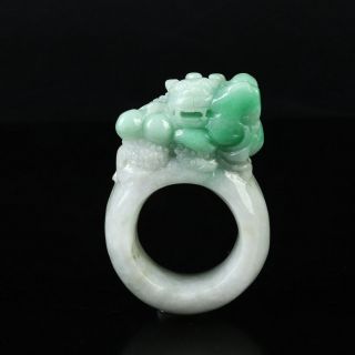Chinese Exquisite Handmade Brave Troops Carving Jadeite Jade Ring