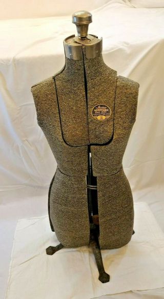 Vintage Acme Size Jr Adjustable Dress Form Mannequin Metal Stand