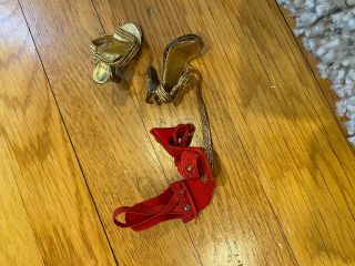 Vintage Dolshoe Red/rhinestone/ Gold Shoes For Madame Alexander Cissy Doll