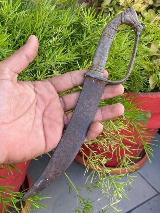 Antique Old Rare Iron Hand Forged Dagger Knife Hilt With Horse Handle