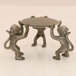 Collectible Handmade Carving Statue Monkey Candlestick Copper Deco Art