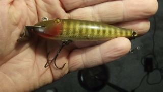 Vintage Creek Chub Pikie Minnow Wood Glass Eyes Fishing Lure