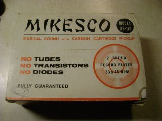 Rare Mini Portable Mikesco 2 Speed Record Player Made In Japan,  W/box@instruction