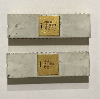 Rare Vintage Computer Ic Intel C8080 Cpu Gold - Qty 2