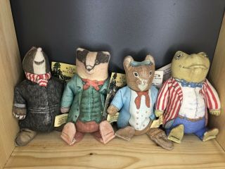 Vintage 1980 Wind In The Willows Plush Bean Bag Toys Set Of 4 With Tags