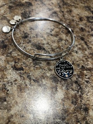 Rare Alex And Ani Harry Potter When In Doubt Go To The Library Silver Bracelet