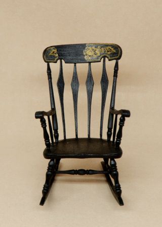 Vintage Black Rocking Chair Dollhouse Miniature 1:12